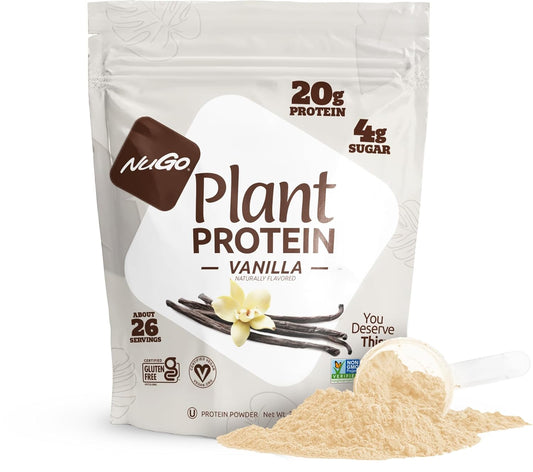 NuGo Plant Protein Powder, Vanilla, 20g Vegan Pea Protein, Low Sugar, Gluten Free, Dairy Free Ingredients, Soy Free, Non-GMO, Plant Based, Kosher, For Smoothies & Shakes, 26 Servings