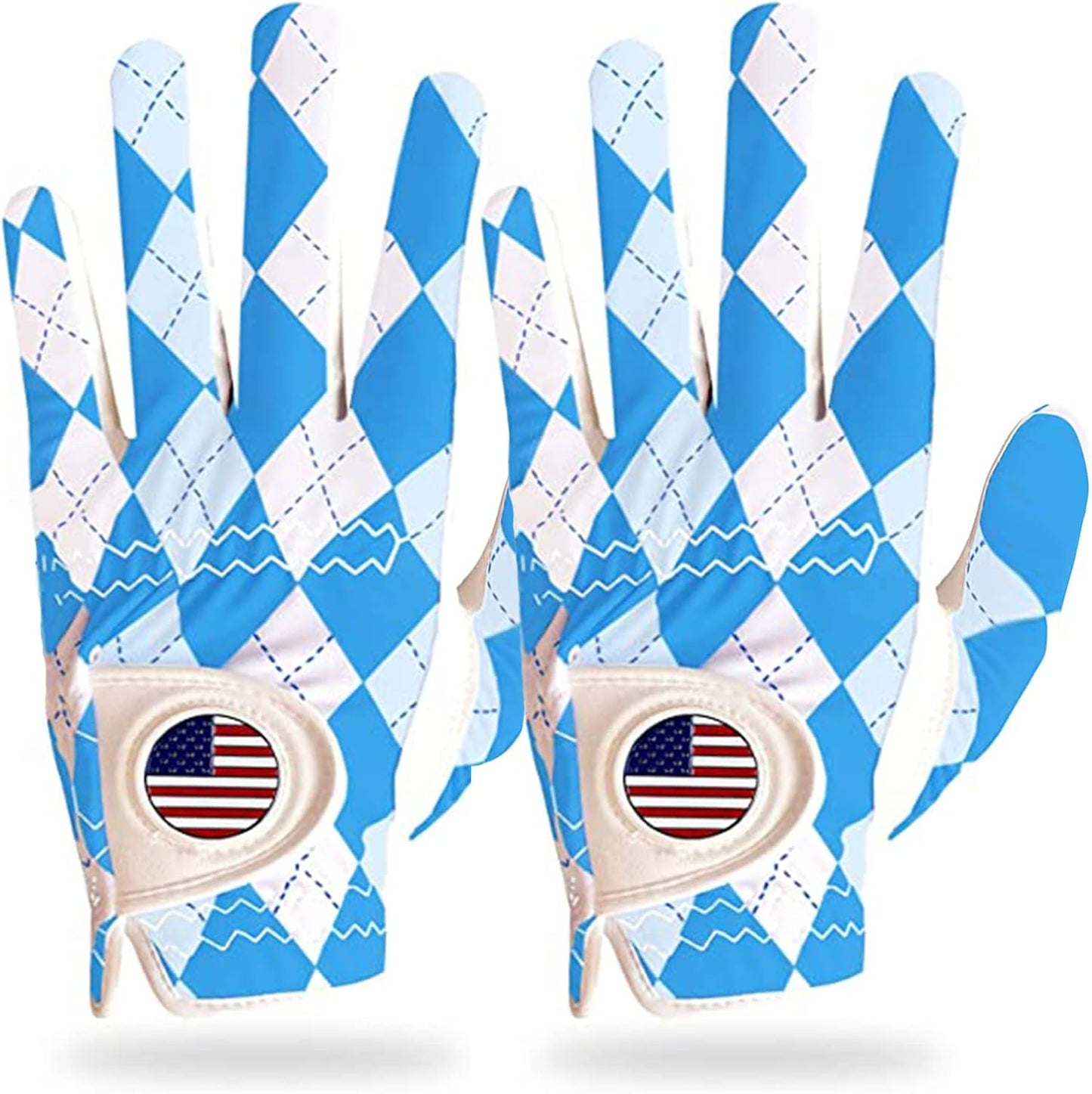 FINGER TEN Golf Gloves Men Right Handed Golfer Left Hand with Ball Marker 2 Pack Leather Breathable Comfortable Weathersof Grip Size Small Medium ML Large XL