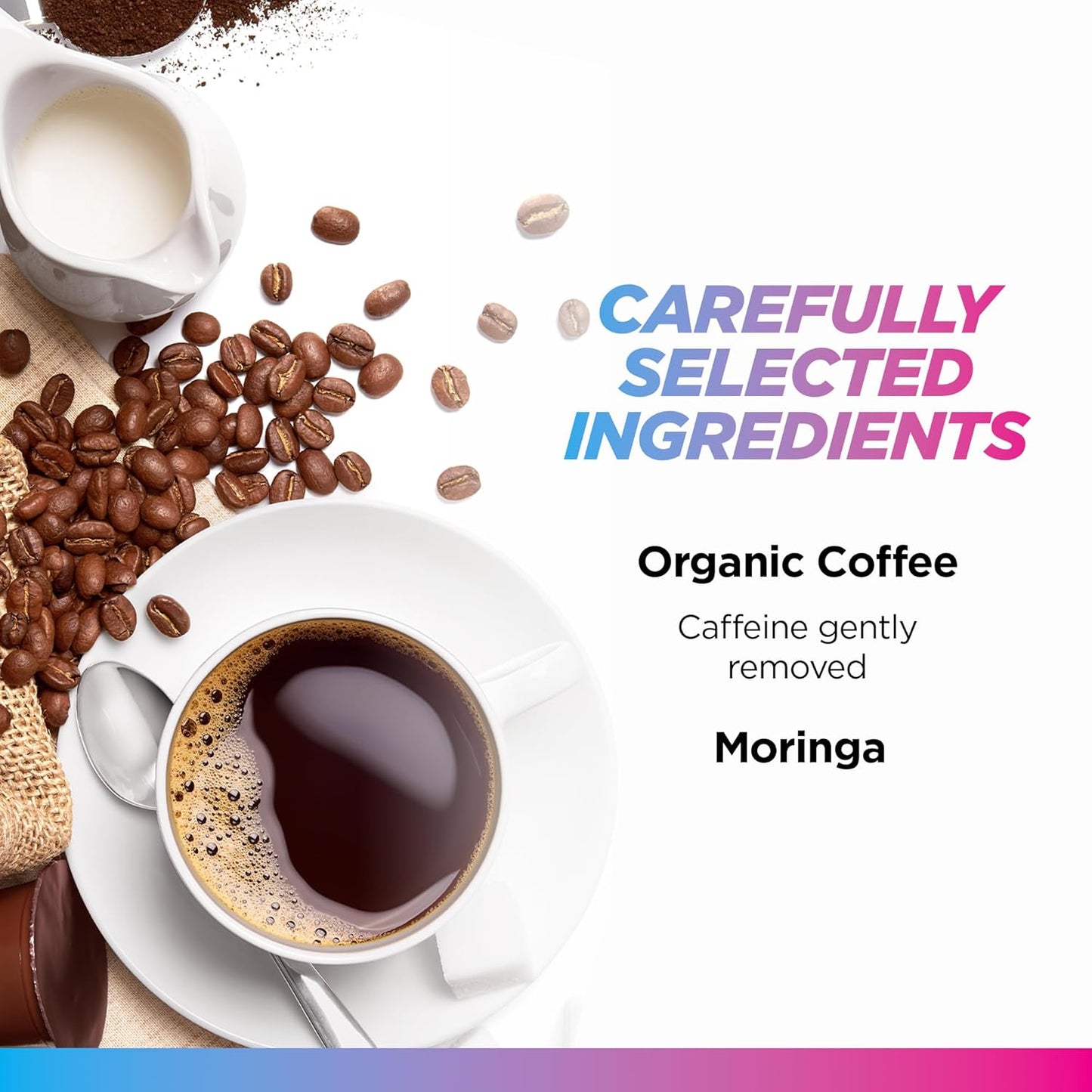 Livingood Daily Coffee with Moringa, Ground Decaf Coffee with Plant Based Ingredients for Daily Wellness, Made with Moringa Powder, Organic, Non GMO, Vegan, Gluten Free, 20 Servings, 12 oz Bag