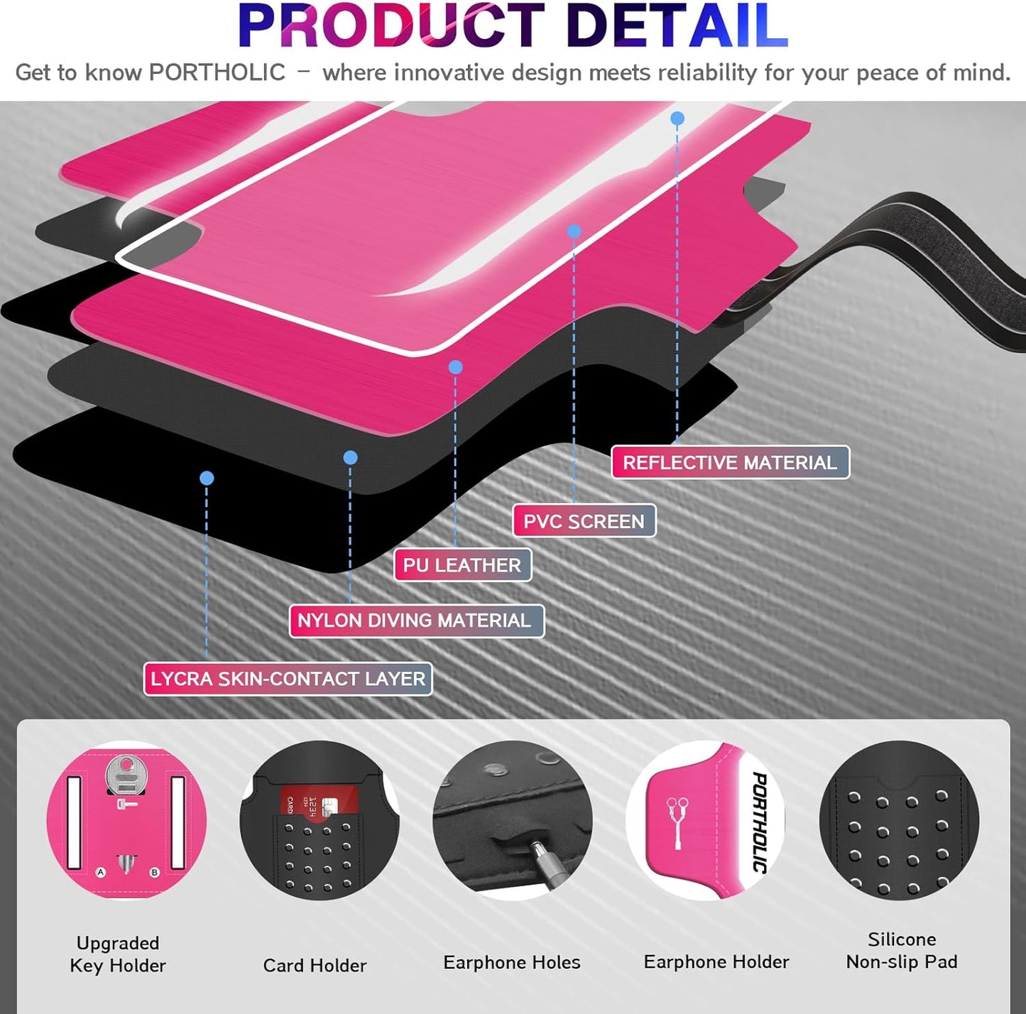 PORTHOLIC 2025 Running Armband Water Resistant Sports Phone Holder Case with Extension Strap, Key Card Slot Up to 6.9" Phone for iPhone 17/16/15/14/13 Plus Air Pro Max XR/XS, Galaxy S25/24/S10