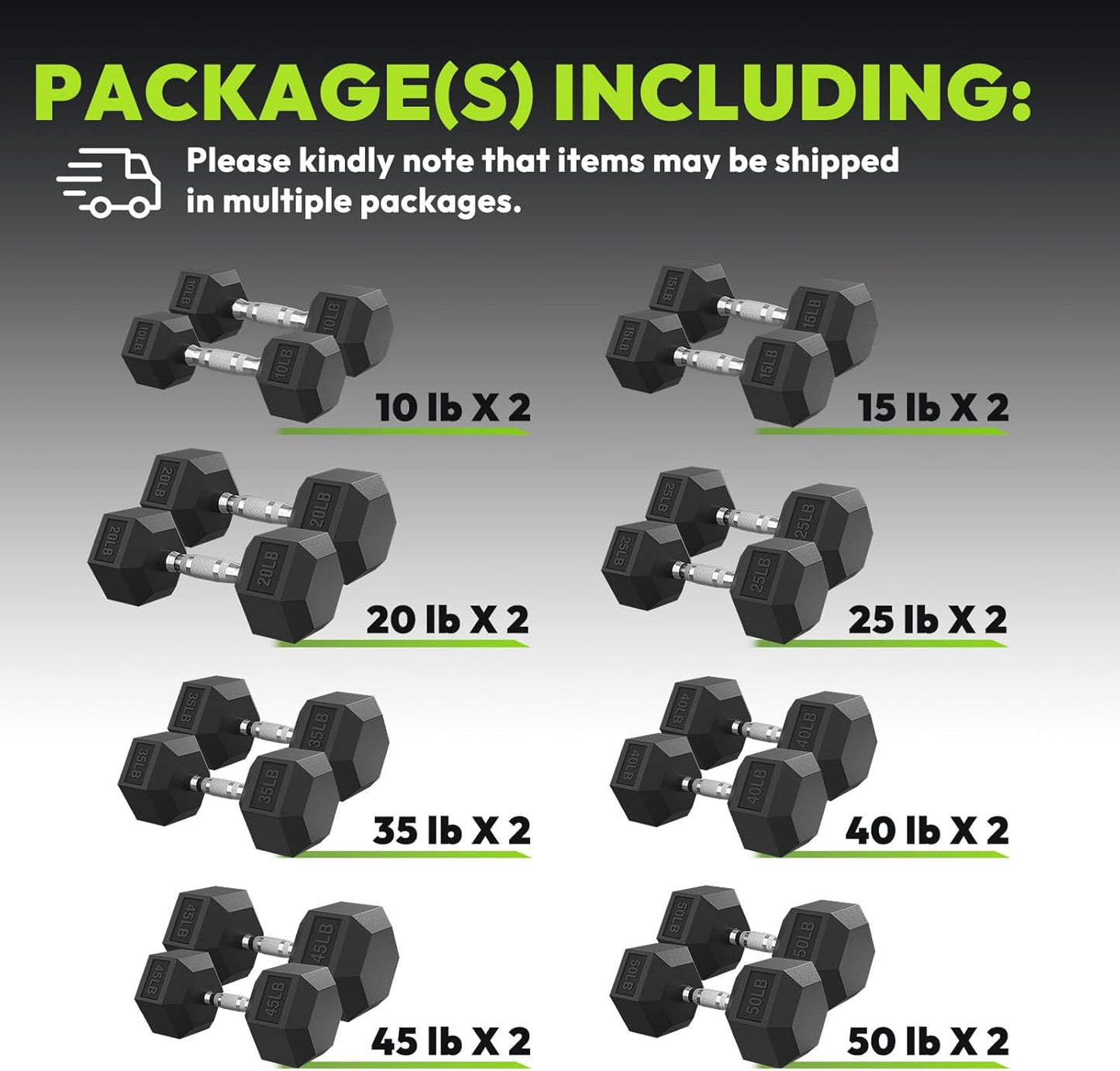 Hex Dumbbell Set, 30-480 lb Set Rubber Encased Exercise & Fitness Dumbbells, Weights Dumbbells Set, Hand Weight for Strength Training