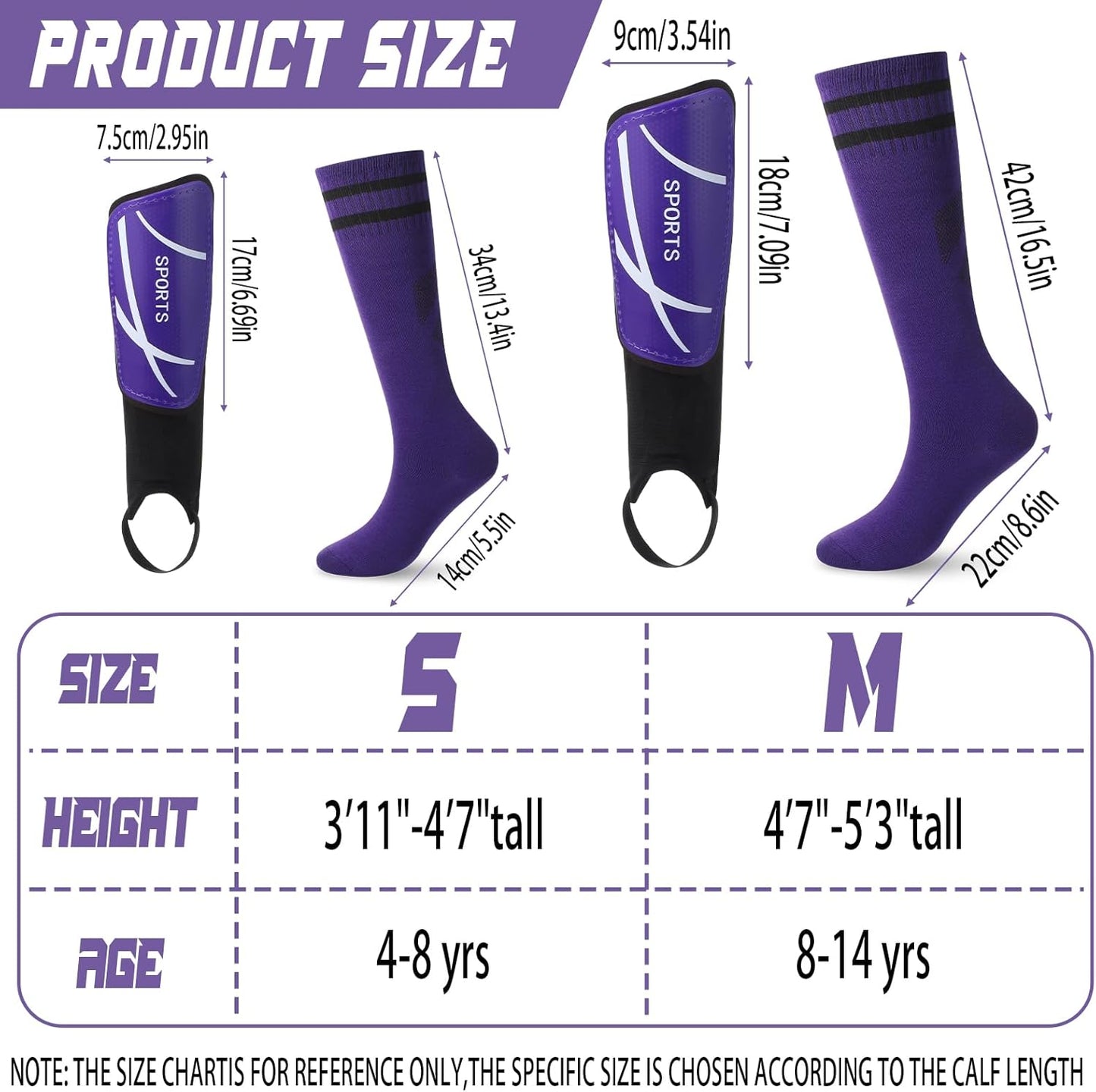 Soccer Shin Guards and Socks Kids Youth Lightweight Soccer Pads Defender with Ankle Protection Ski Shin Guards Football Equipment for Age 4-14 Toddler Boys Girls Teens