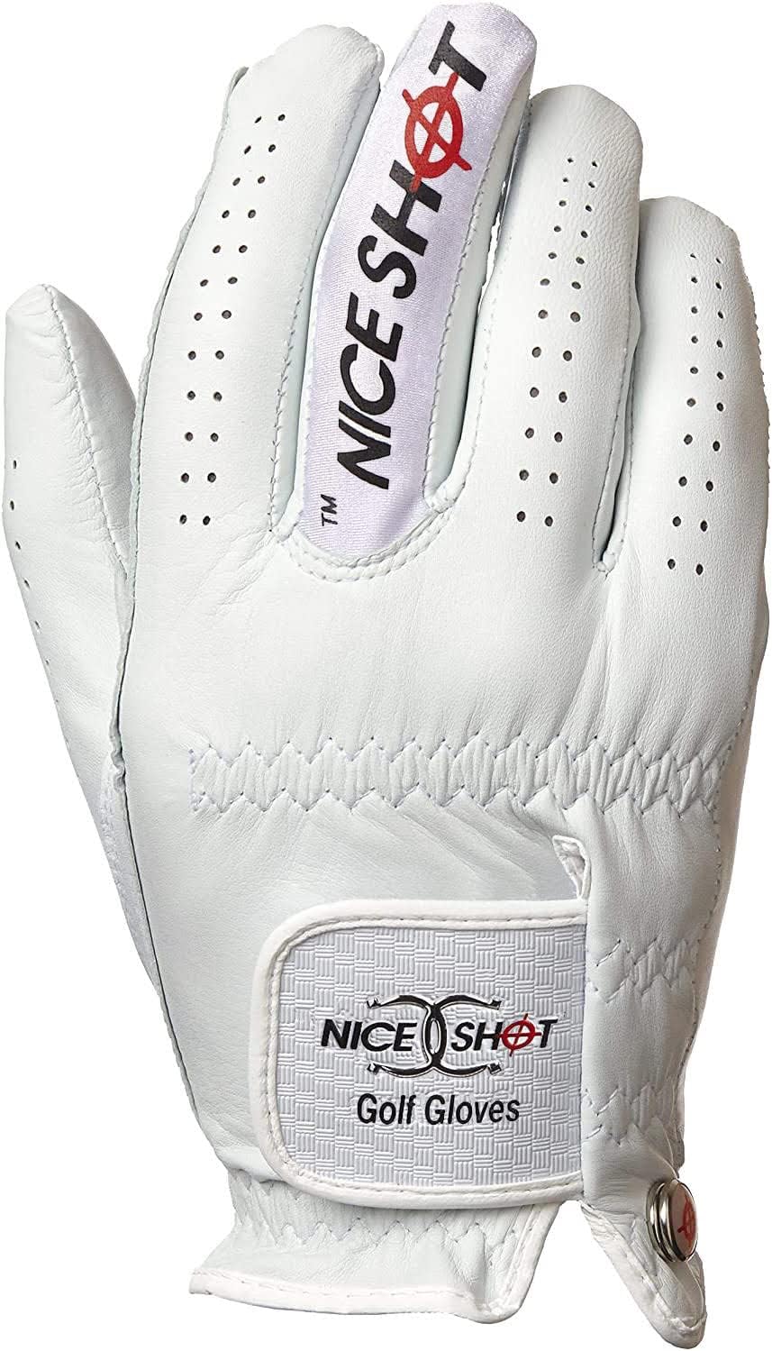 Nice Shot The Bird Men's Golf Glove in Premium White Cabretta Leather