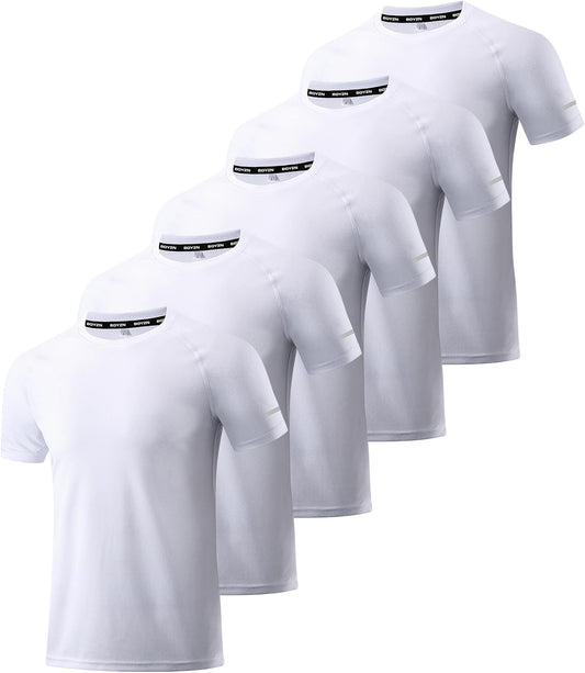 Boyzn 1, 3, 5 or 7 Pack Men's Workout Running Shirts, Dry Fit Moisture Wicking T-Shirt, Gym Athletic Short Sleeve Tee Shirts