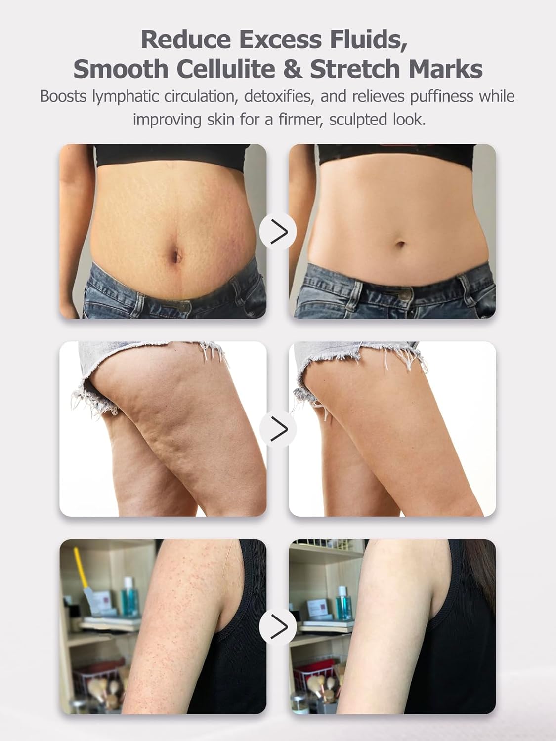 Lymphatic Drainage Massager & Anti Cellulite Massage Tool, Reduce Stretch Marks & Cellulite, for Legs, Arms & Belly, Body Sculpting Machine with Microcurrent, Light, Heat & Vibration,Blue