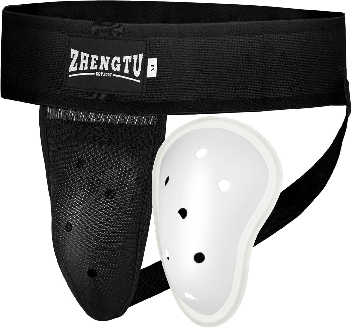 Groin Protector Cup Kickboxing Boxing Muaythai MMA Groin Guard, Jockstrap Karate Training, BJJ Protection, Soccer, Basketball Removable TPE Cup with Silicone Cushioning