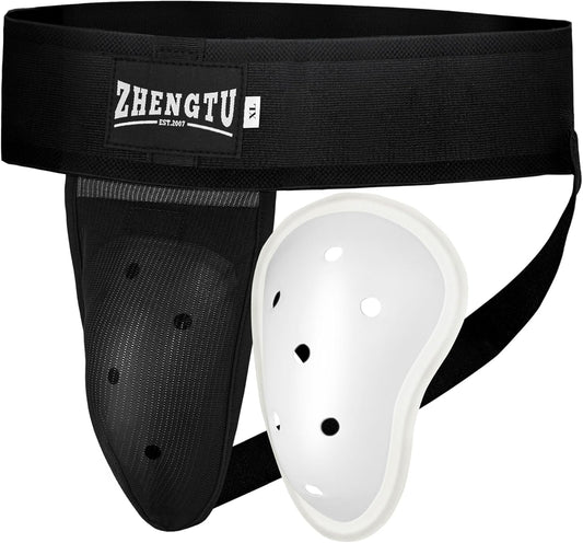 Groin Protector Cup Kickboxing Boxing Muaythai MMA Groin Guard, Jockstrap Karate Training, BJJ Protection, Soccer, Basketball Removable TPE Cup with Silicone Cushioning