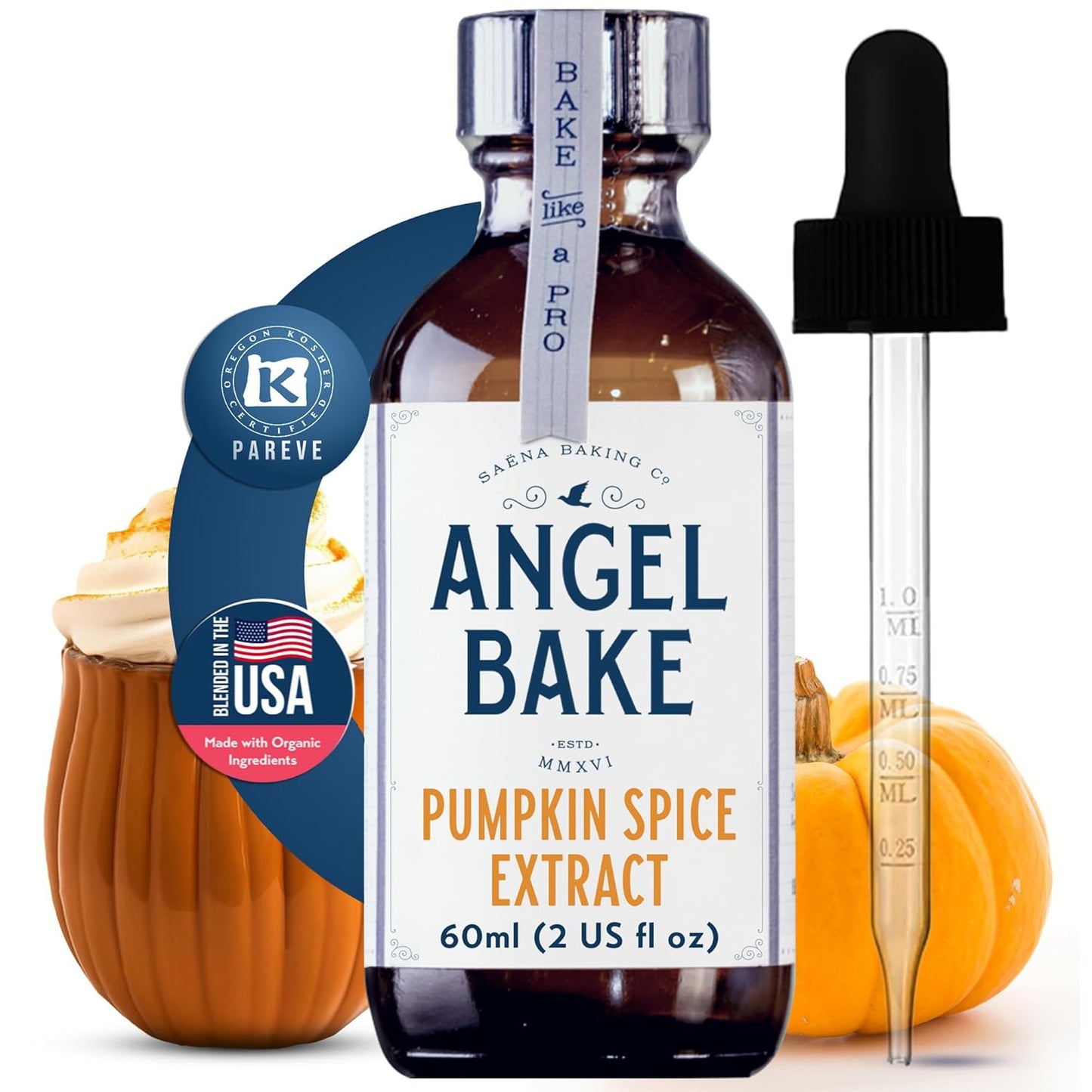 Pure Pumpkin Spice Extract for Baking and Mixology - Premium Natural Flavoring for Cooking, Desserts, & Beverages - Kosher, Keto Friendly, Vegan & Gluten-Free (2 Oz Extract with Latex-Free Dropper)