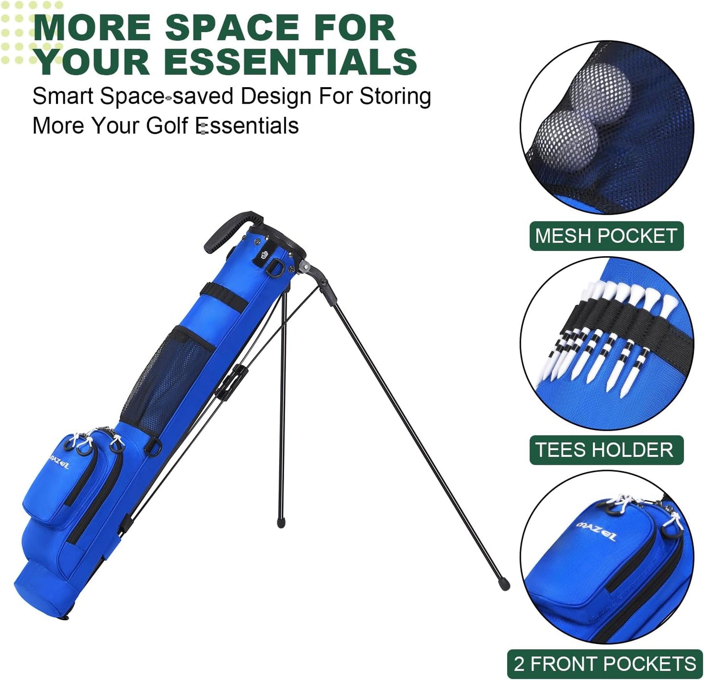MAZEL Lightweight Golf Bag for Men – Easy to Carry Golf Clubs Bag with Shoulder Strap,Pitch n Putt Golf Stand Bag for Driving Range,Par 3 and Executive Courses - Fit Up to 8 Clubs