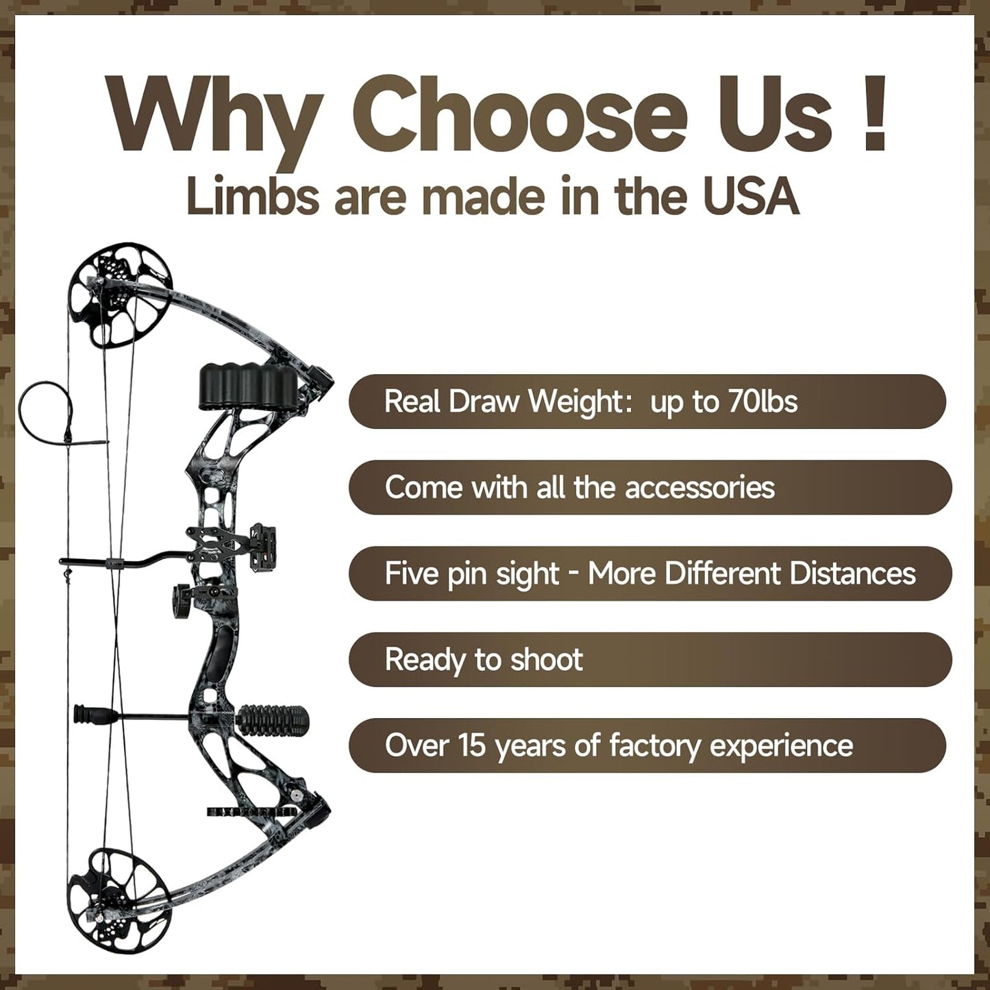 Compound Bows Draw Weight 30-70lbs Ready to Shoot, Bow and Arrow Set for Adults, Archery Set Come with All The Accessories