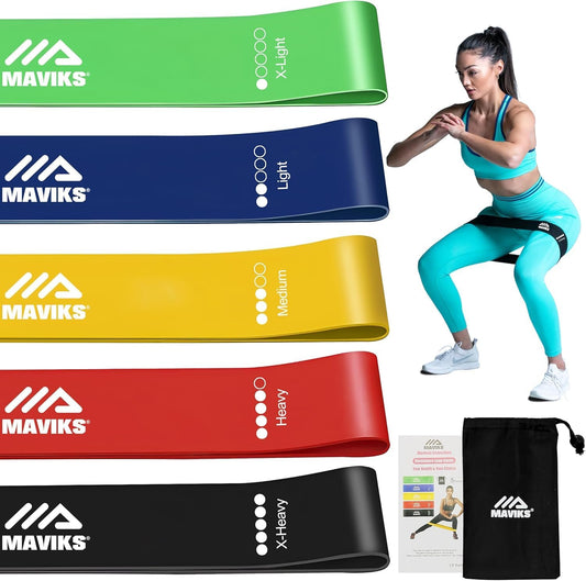 Exercise Resistance Bands for Working Out Set of 5 for Women and Men, Stretch Bands for Exercise, Physical Therapy, Arms Legs Workout, Stretching, Home Fitness