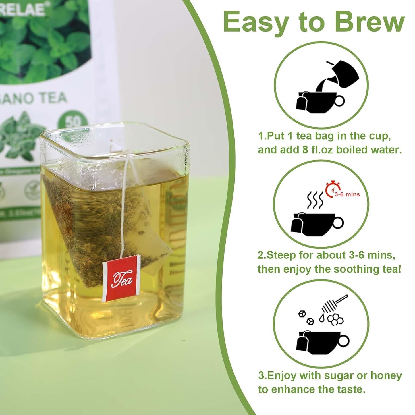 TEARELAE - Oregano Tea Bags - 50 Count - Premium Natural Oregano Leaves - Aid in Digestion, Rich in Antioxidants - Non-GMO - Caffeine-Free