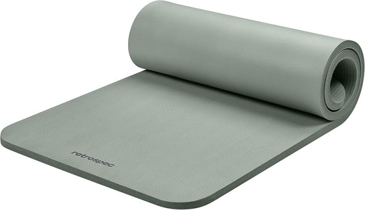 Retrospec Solana Yoga Mat 1" Thick With Nylon Carry Strap for Men & Women - Non Slip Exercise Mat for Home Yoga, Pilates, Stretching, Floor & Fitness Workouts