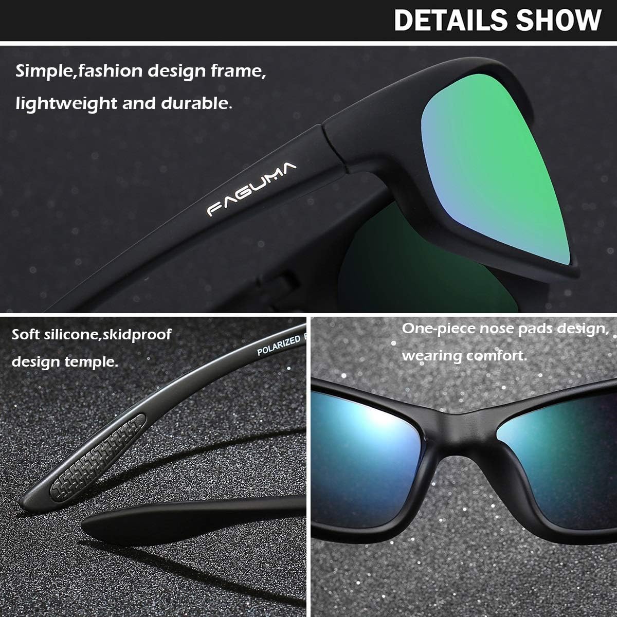 FAGUMA Polarized Sports Sunglasses For Men Cycling Driving Fishing UV400 Protection
