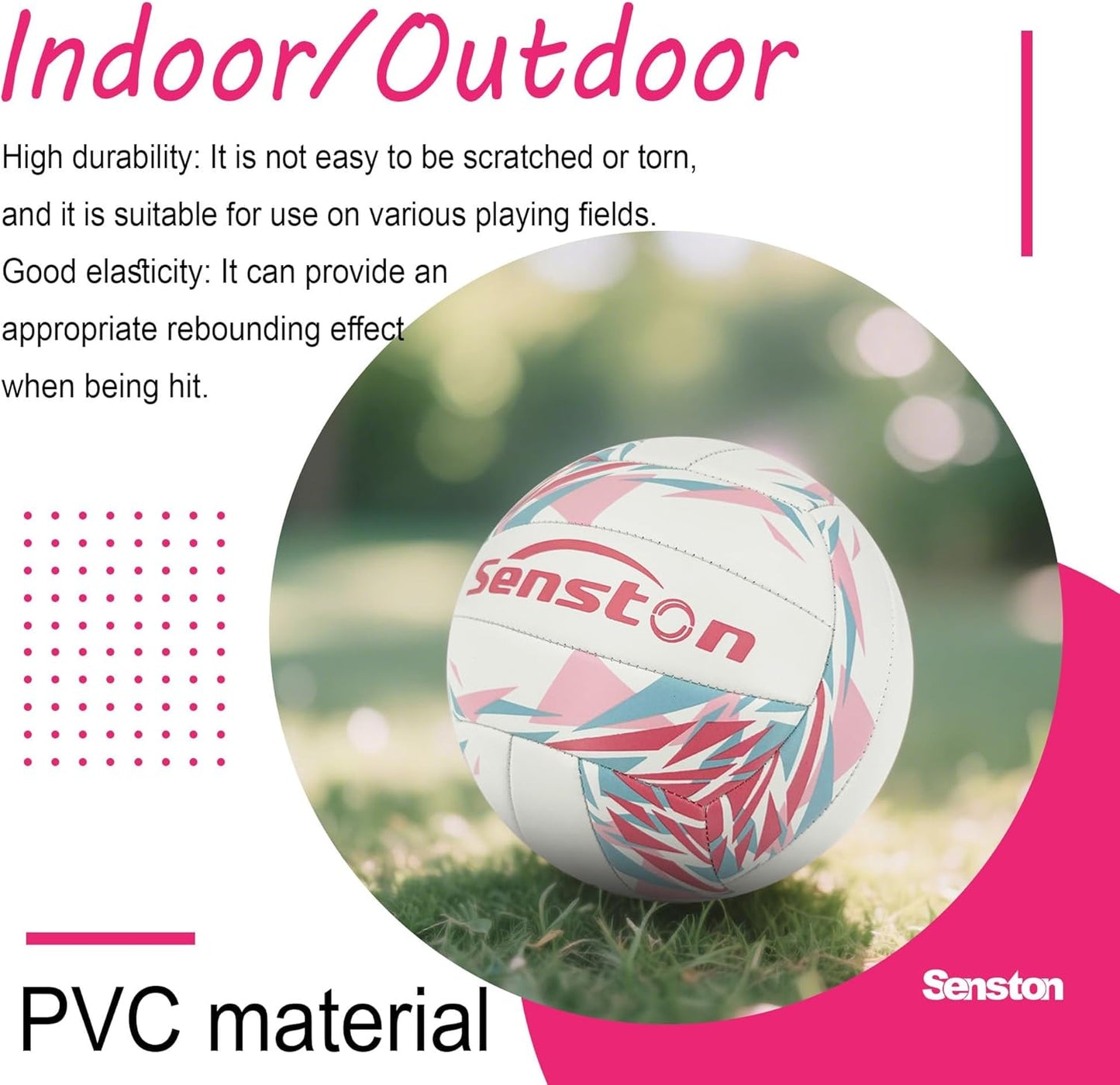 Senston Premium PVC Volleyball Size 5 – Indoor/Outdoor Volleyball, All-Weather Durable Design for Training, Practice & Beach Games (Meets Official Size Standards)