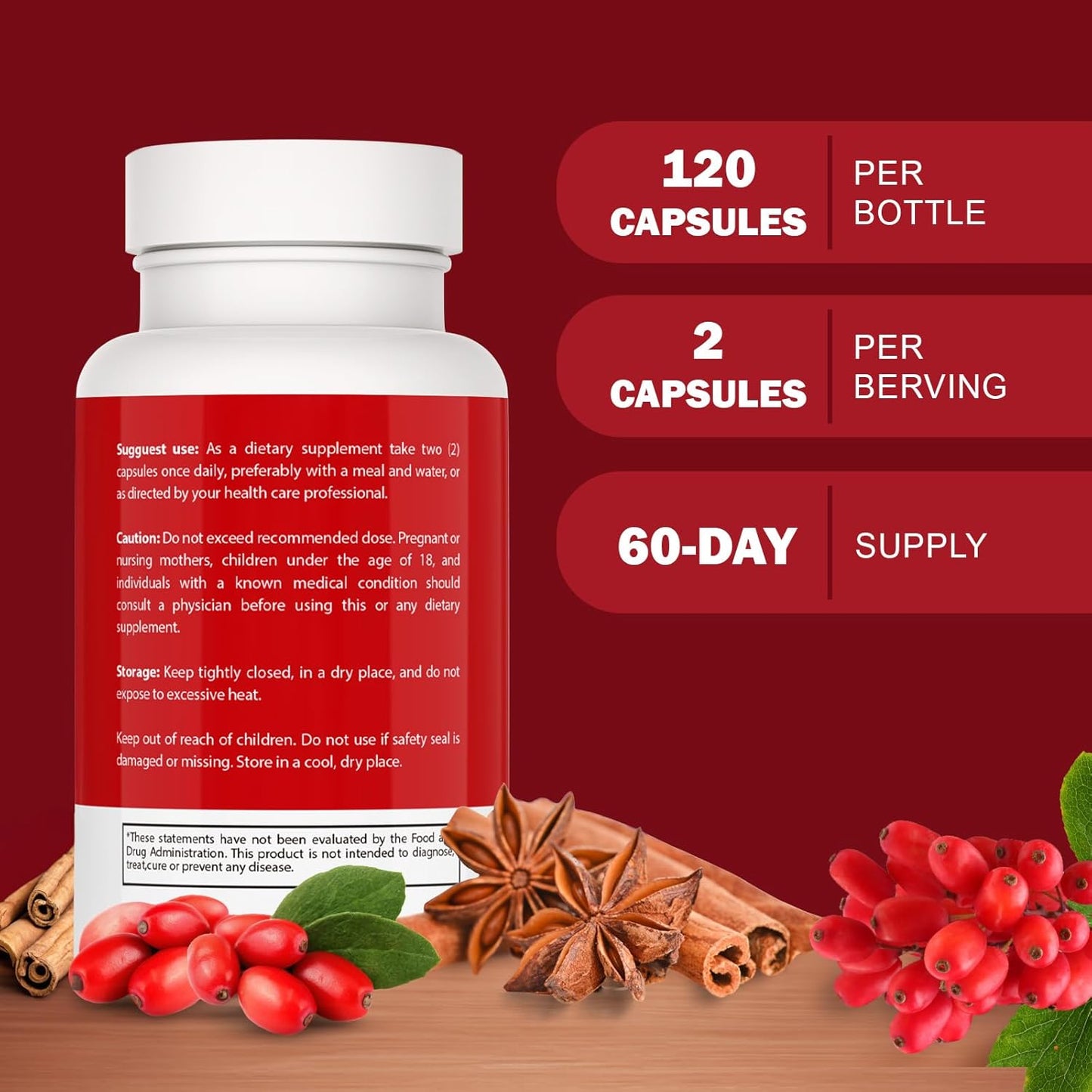 Berberine Supplement with Ceylon Cinnamon, Licorice Extract, Berberine 6X for Healthy Weight Management, Metabolism and Immune Support (120 Capsules)