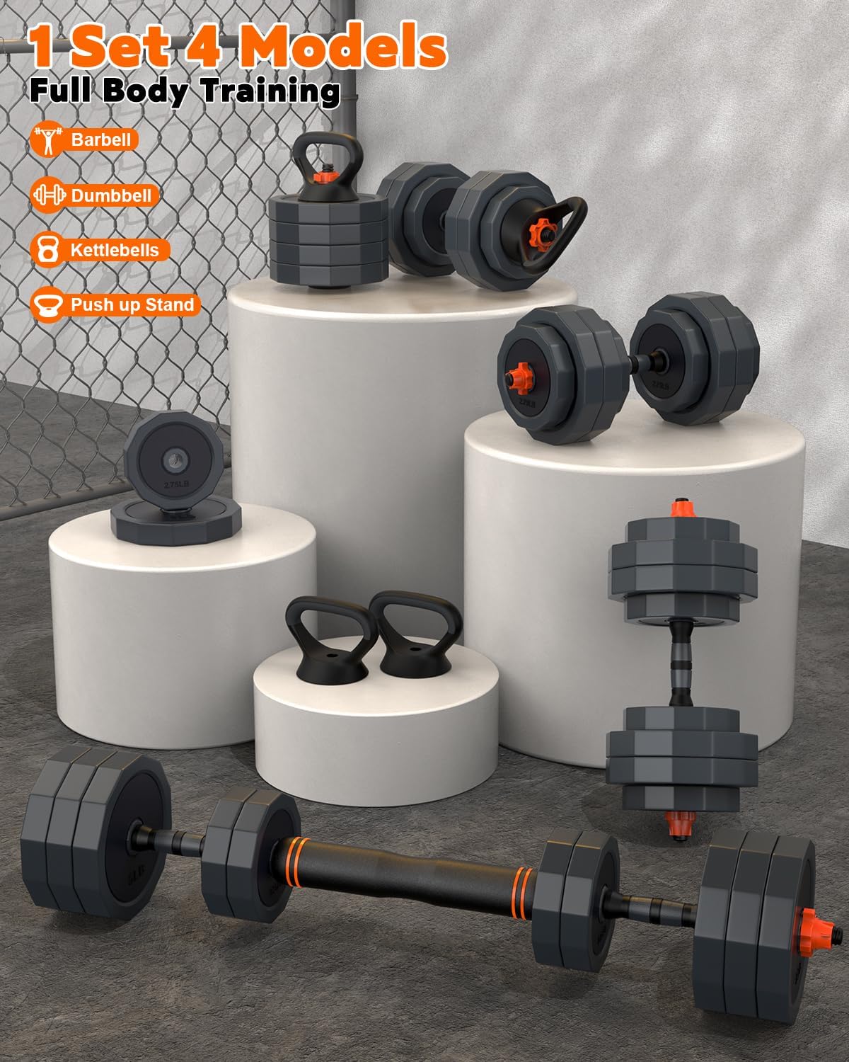Adjustable Dumbbells Set, 45/65/85 lbs Free Weight Set with Connector, 4 in1 Dumbbells Set for Home Gym Workout