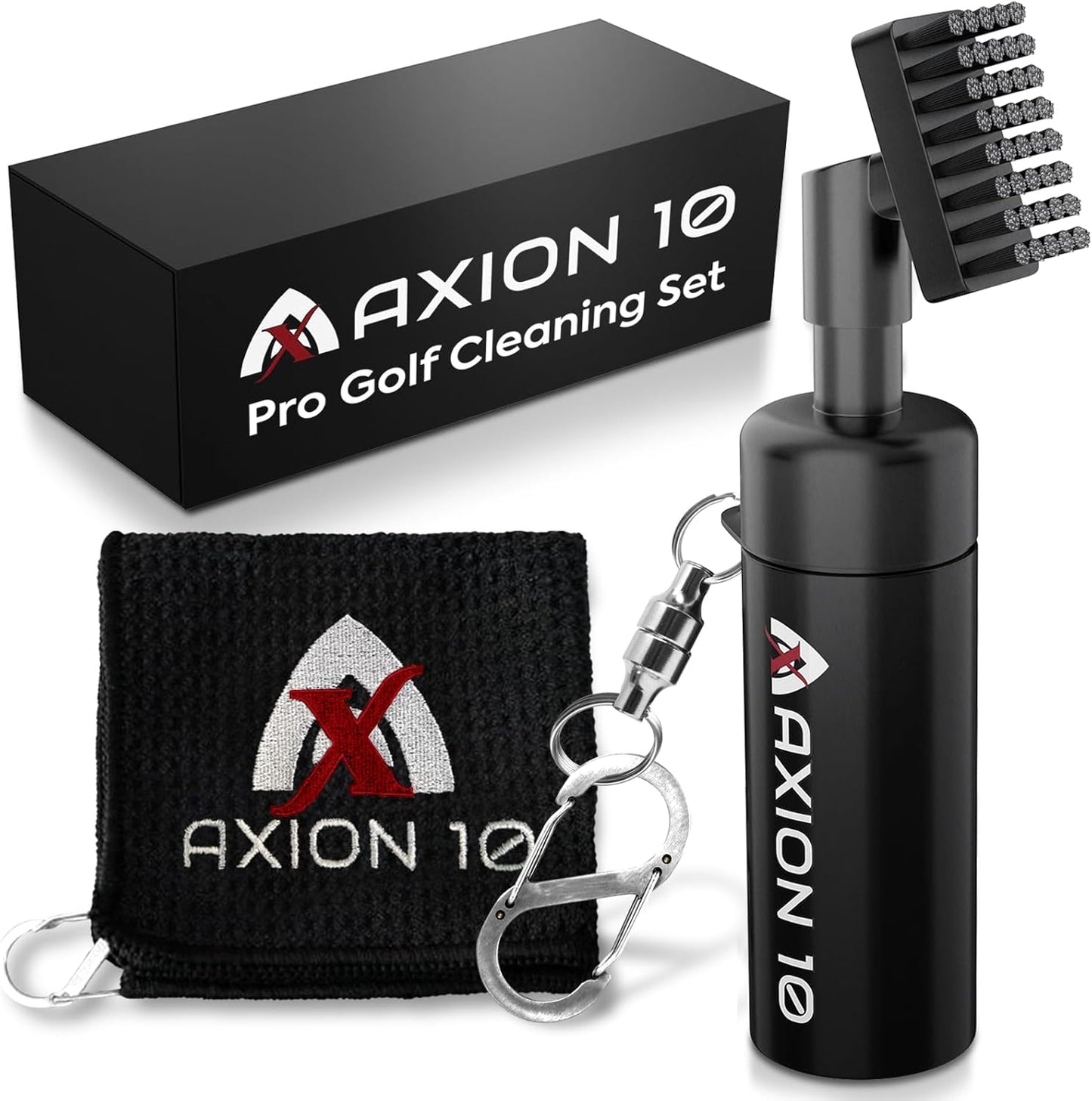 Premium Club Cleaner for Golf Bag & Microfiber Golf Towel, Heavy Duty Magnetic Clip; Golf Brush and Groove Cleaner, Golf Club Cleaner Brush, Great Golf Gift, 4oz Golf Club Water Brush (Perfect Size)