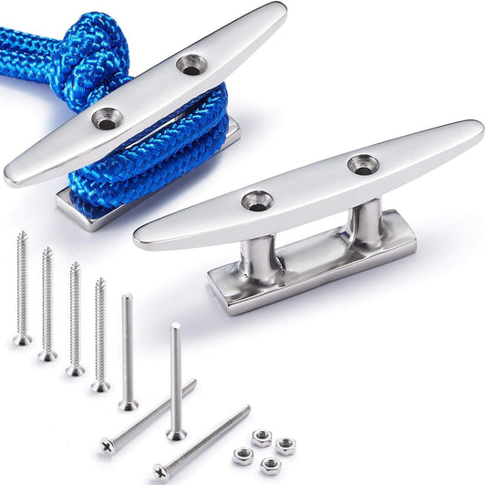Boat Cleat Open Base Boat Cleat 4/5/6/8 inch, Dock Cleat All 316 Stainless Steel Boat Mooring Accessories, Include Installation Accessories Screws