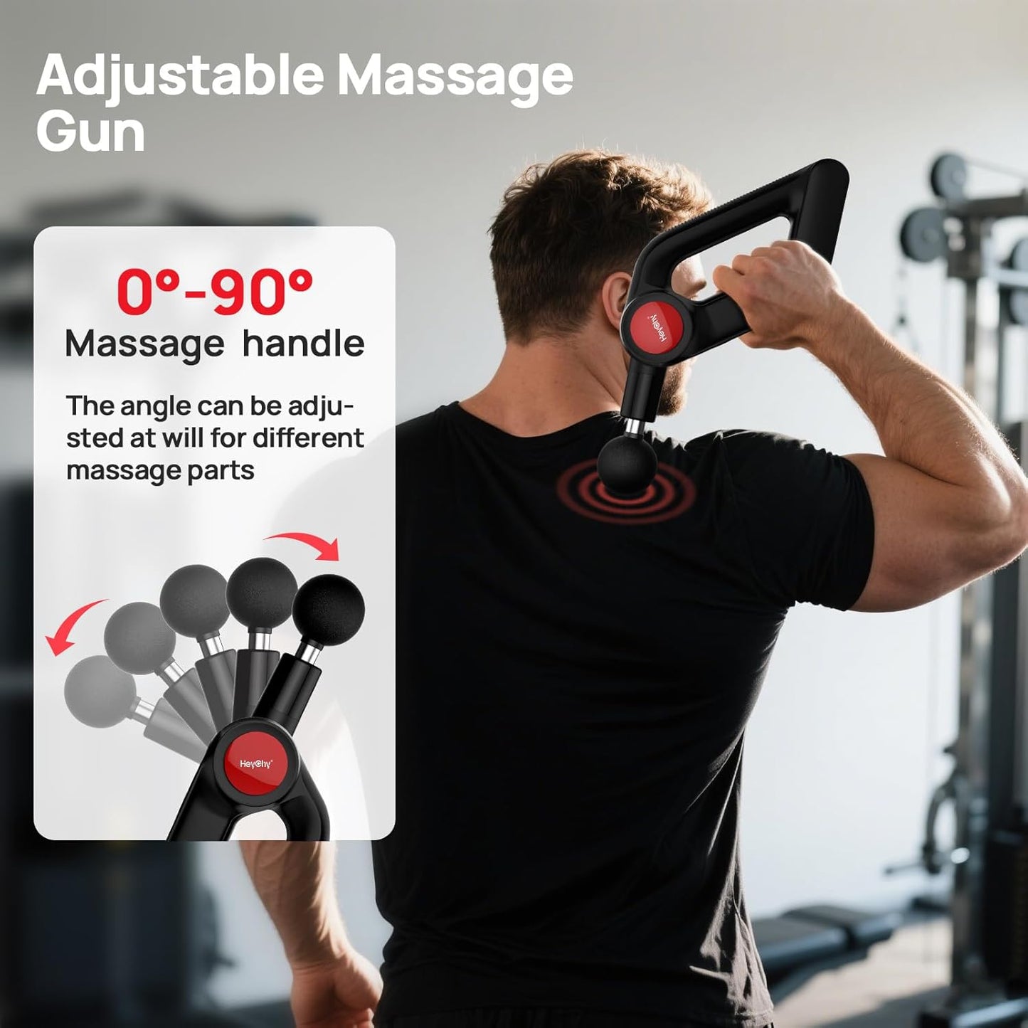 Deep Tissue Massage Gun with Heat, 12mm Amplitude Percussion Massager for Athletes & Muscle Relief, Professional Handheld Masssger Gun for Neck, Back, Shoulder, Leg, Gift for Men, Black