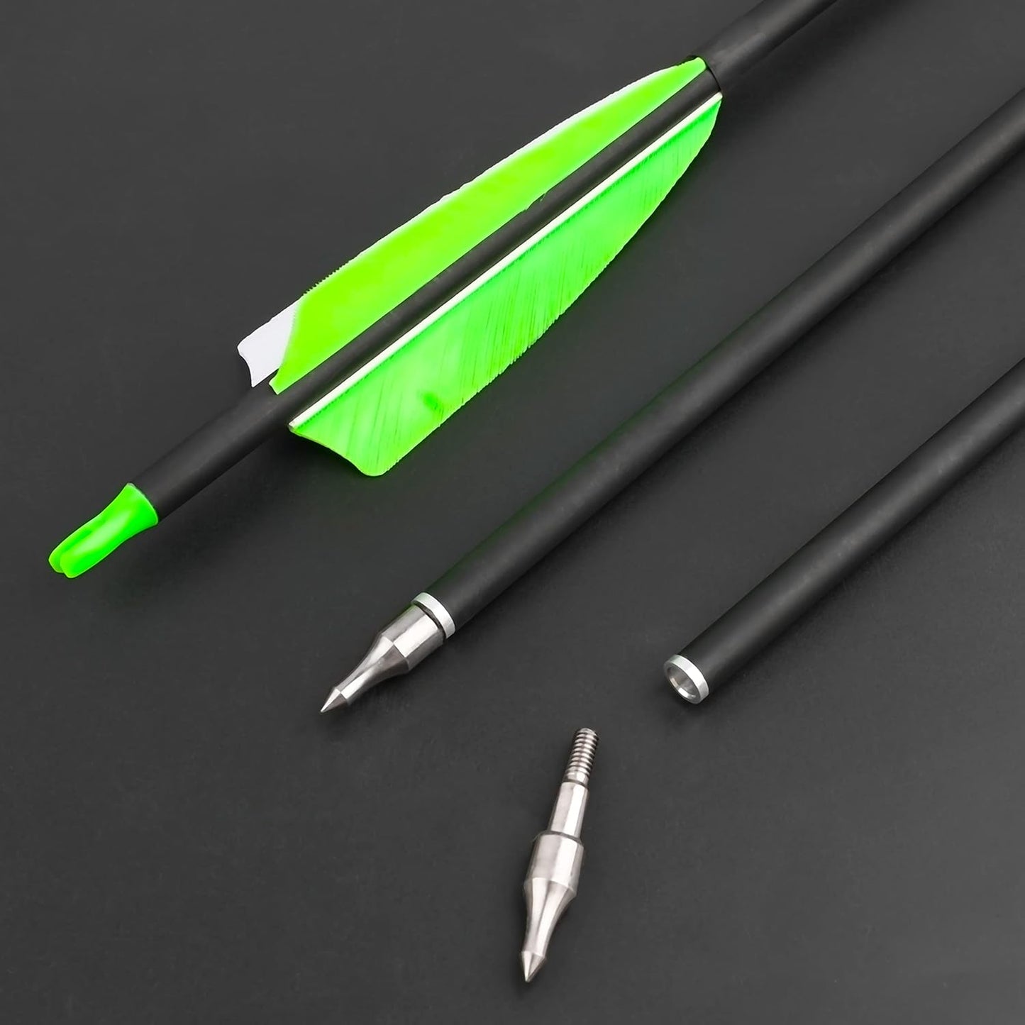 ZSHJGJR 30 Inch Archery Carbon Arrows Hunting Arrows with 4” Turkey Feather Target Practice Arrows Spine 500 for Compound & Recurve &Traditional Bow 6/12pcs