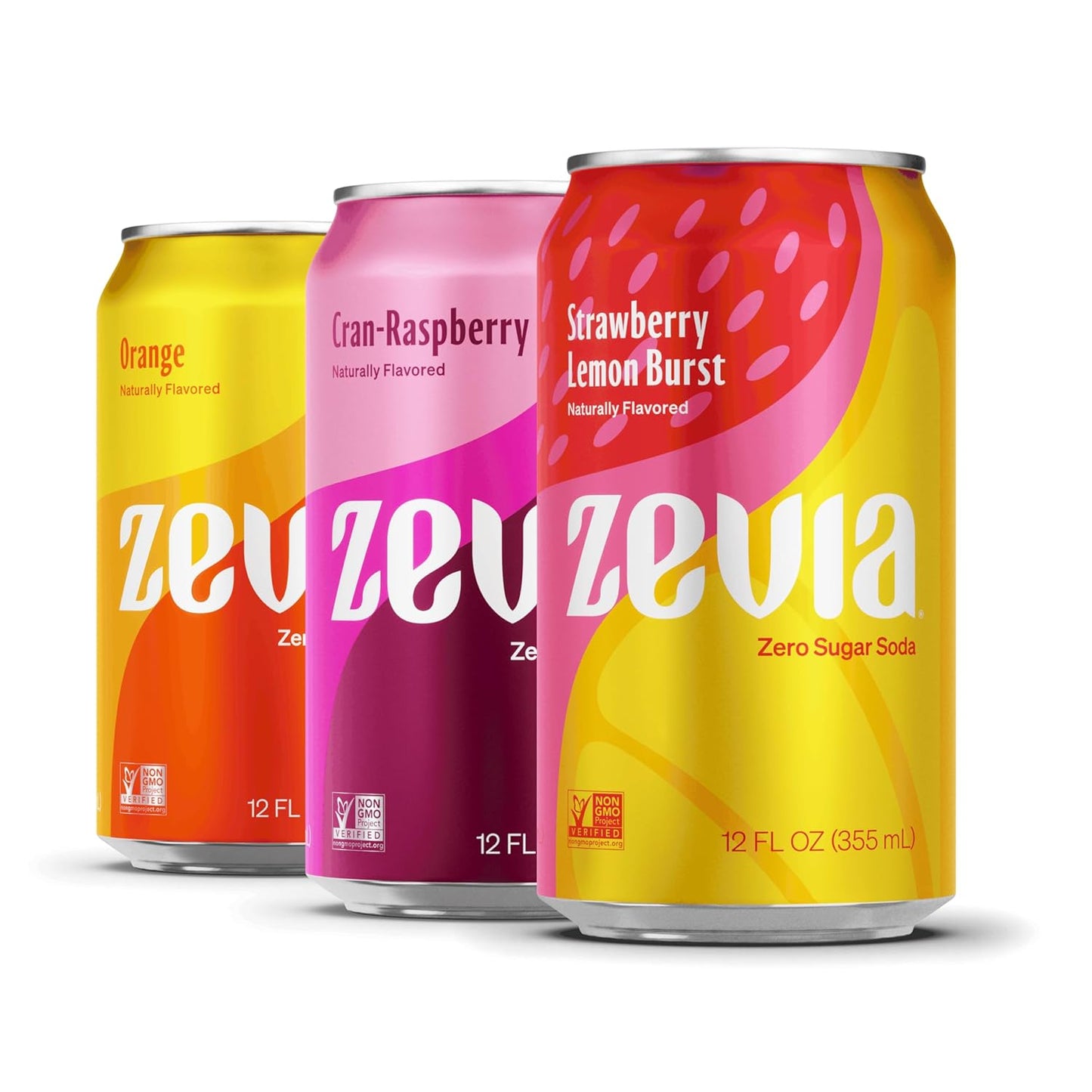 Zevia Zero Sugar Soda, Fruity Variety Pack, 12 oz Cans (24-Pack) – Naturally Sweetened, Zero Calorie Sugar Free Soda - Non-GMO Project Verified, Gluten-Free, Vegan