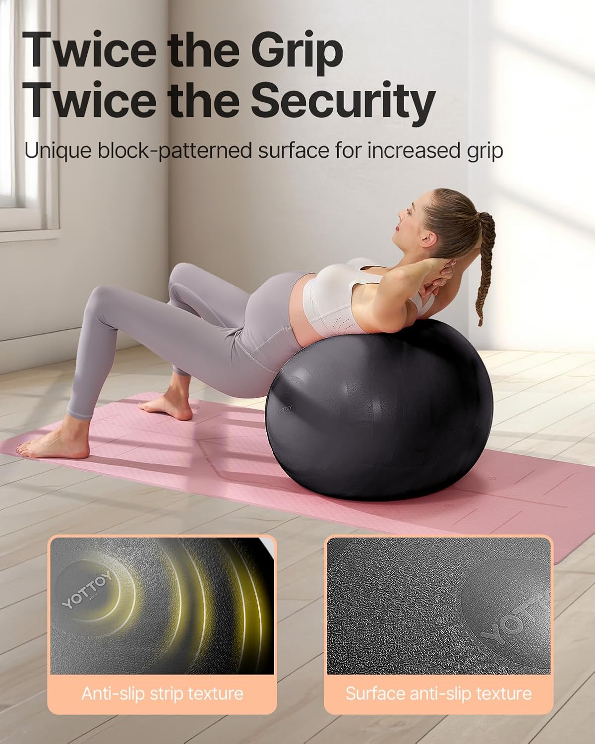 YOTTOY Pregnancy Ball - 1.8mm Thick Birthing Ball for Maternity Physio and Birth Preparation, Yoga and Exercise for Pregnancy - Includes Pump