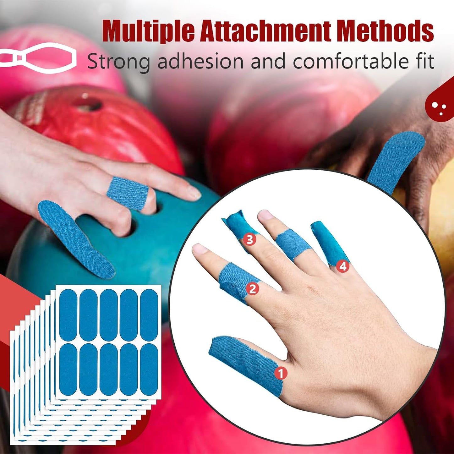 100 PCS Bowling Thumb Tape - Bowling Finger Tape - Thumb Tape Protector for Bowling(Multiple Colors, 1 x 2.8 Inches, Breathable)