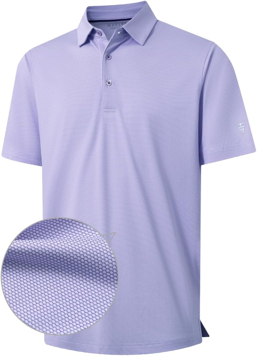 M MAELREG Golf Shirts for Men Dry fit Sports Jacquard Lightweight Performance Texture Short Sleeve Collared Polo Shirts
