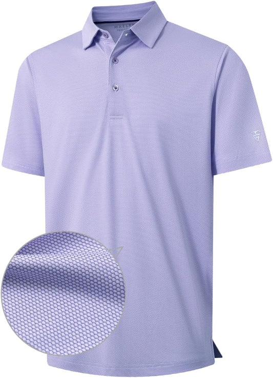 M MAELREG Golf Shirts for Men Dry fit Sports Jacquard Lightweight Performance Texture Short Sleeve Collared Polo Shirts