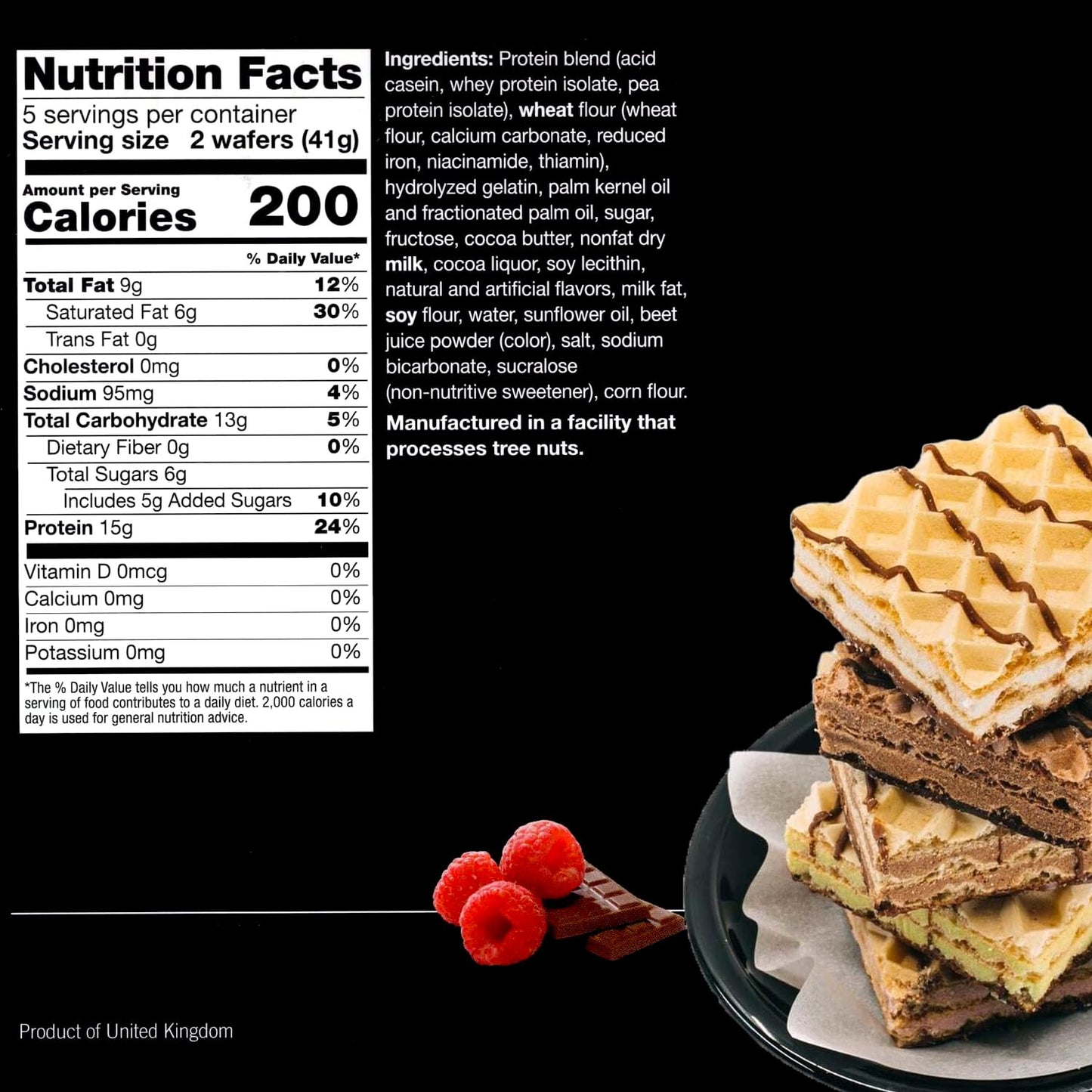 ProtiWise High Protein Wafers | Raspberry | 15g Protein Per Serving, Low Carb, Low Sugar, High Fiber Snack | Gluten-Free, Keto-Friendly Diet for Hunger Control & Weight Loss | 5/Box