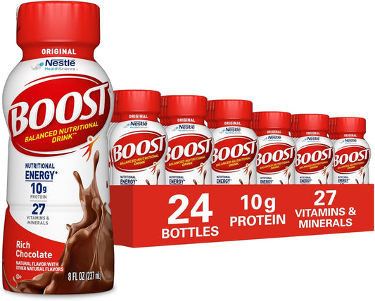 BOOST Original Ready to Drink Nutritional Drinks, Rich Chocolate, 8 Fl Oz Bottles (Pack of 24)