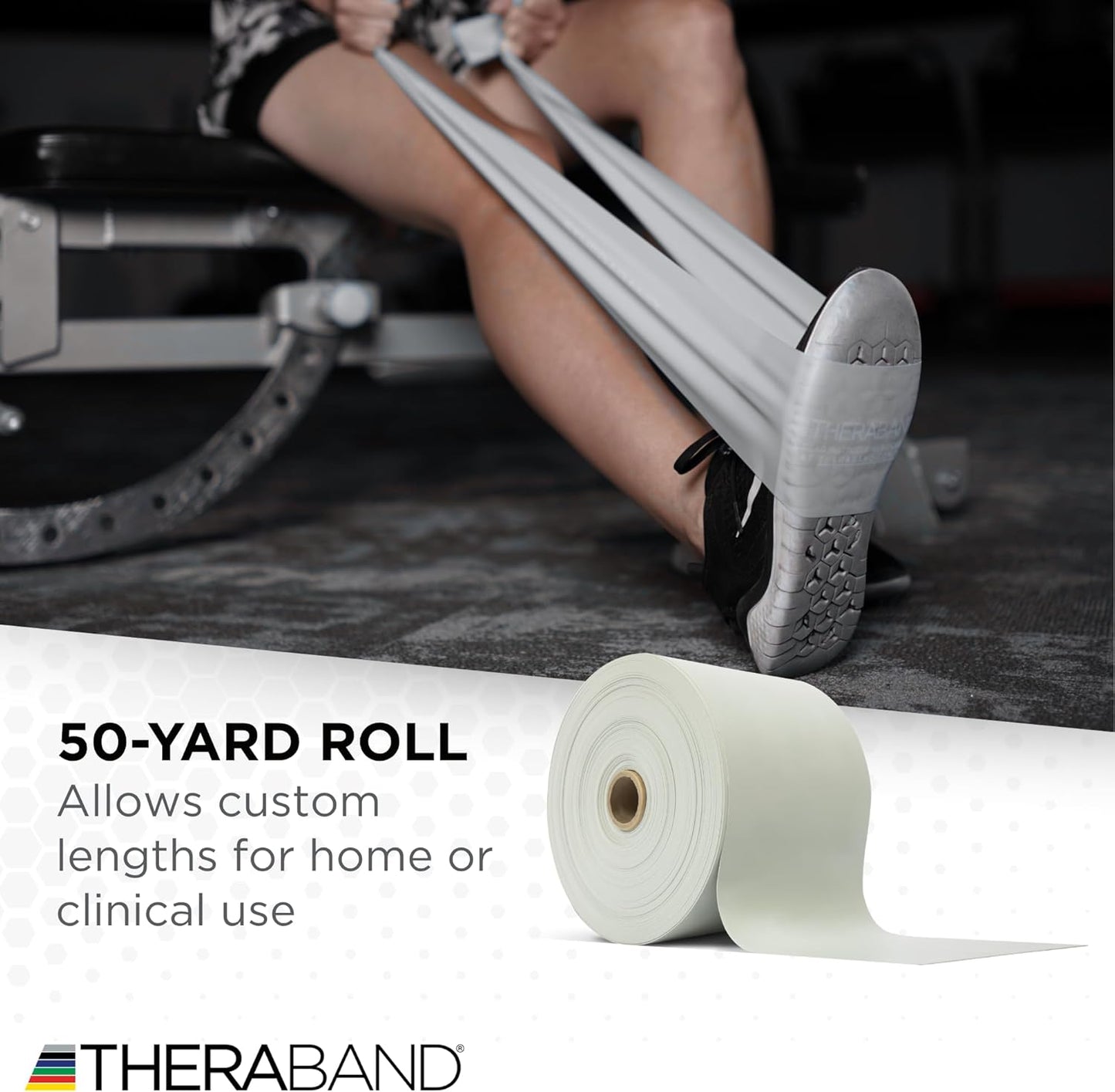THERABAND Resistance Bands, 50 Yard Roll Professional Latex Elastic Fitness Band For Upper & Lower Body & Core Exercise, Physical Therapy, Pilates, Yoga, Stretching, Home Workouts, & Rehab