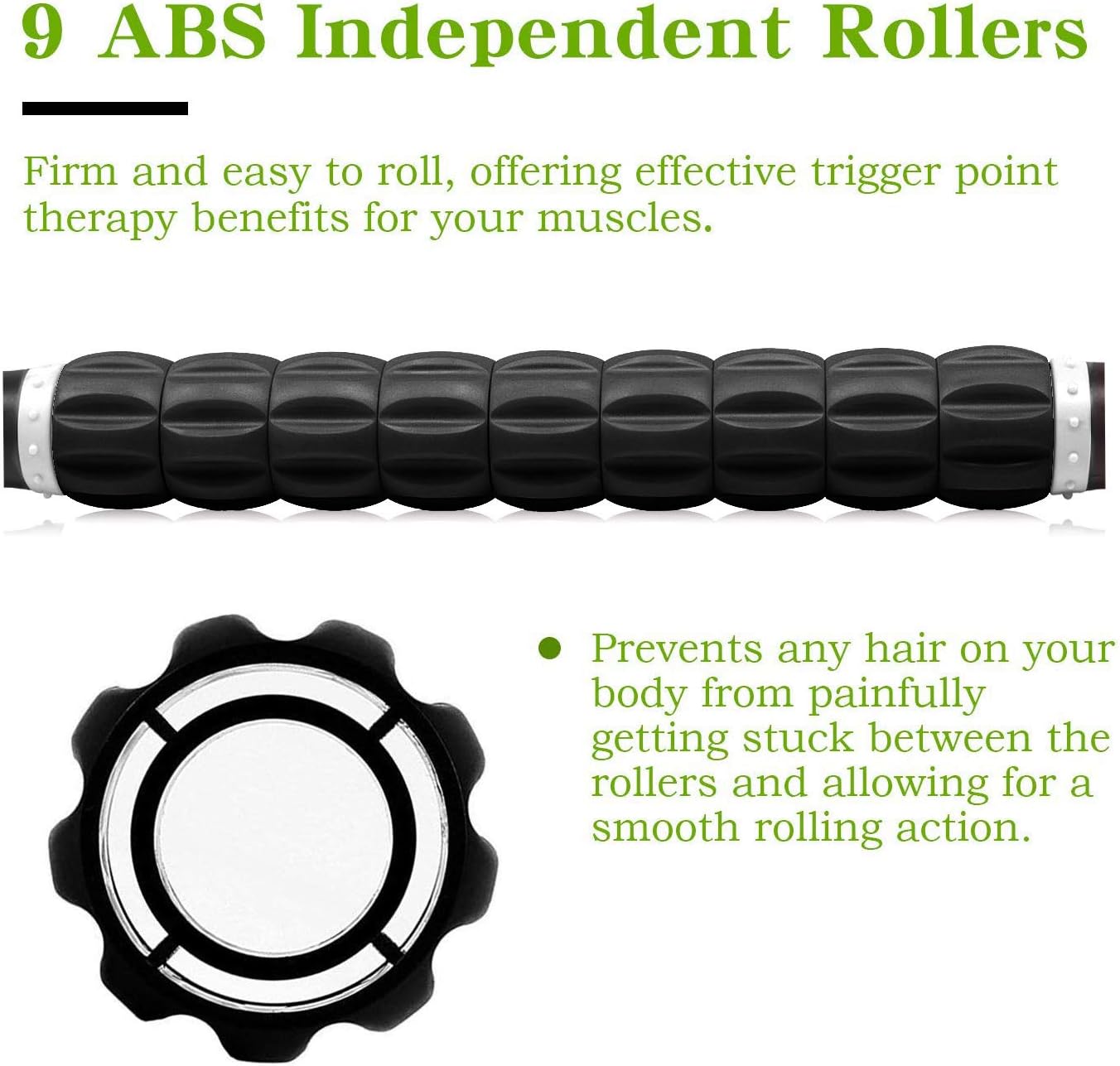 Muscle Roller Massage Roller Stick for Athletes, Help Reducing Muscle Soreness Cramping Tightness Leg Arms Back Calves Muscle Massager（Black White - 18 inch）