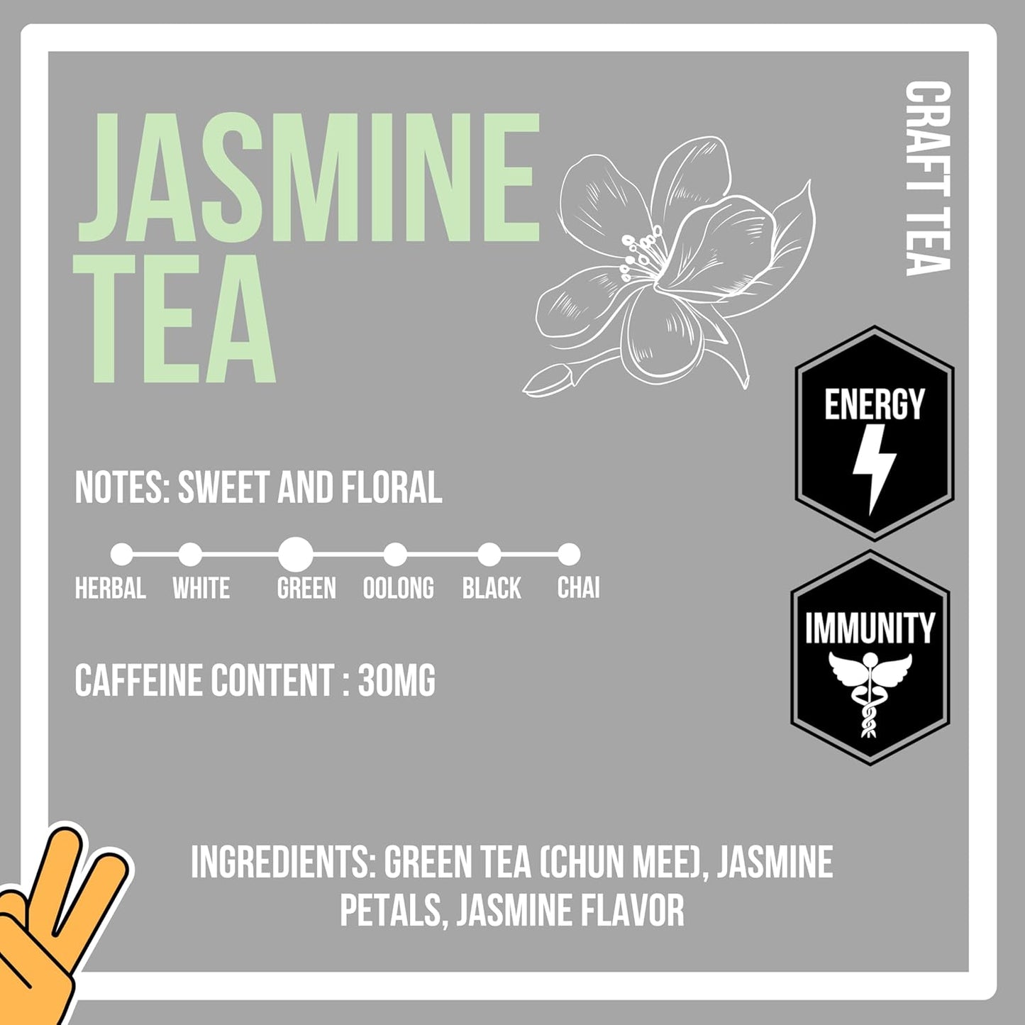 Revival Tea Company Jasmine Tea - Green Tea Blend with Jasmine Petals - 24 Tea Bags