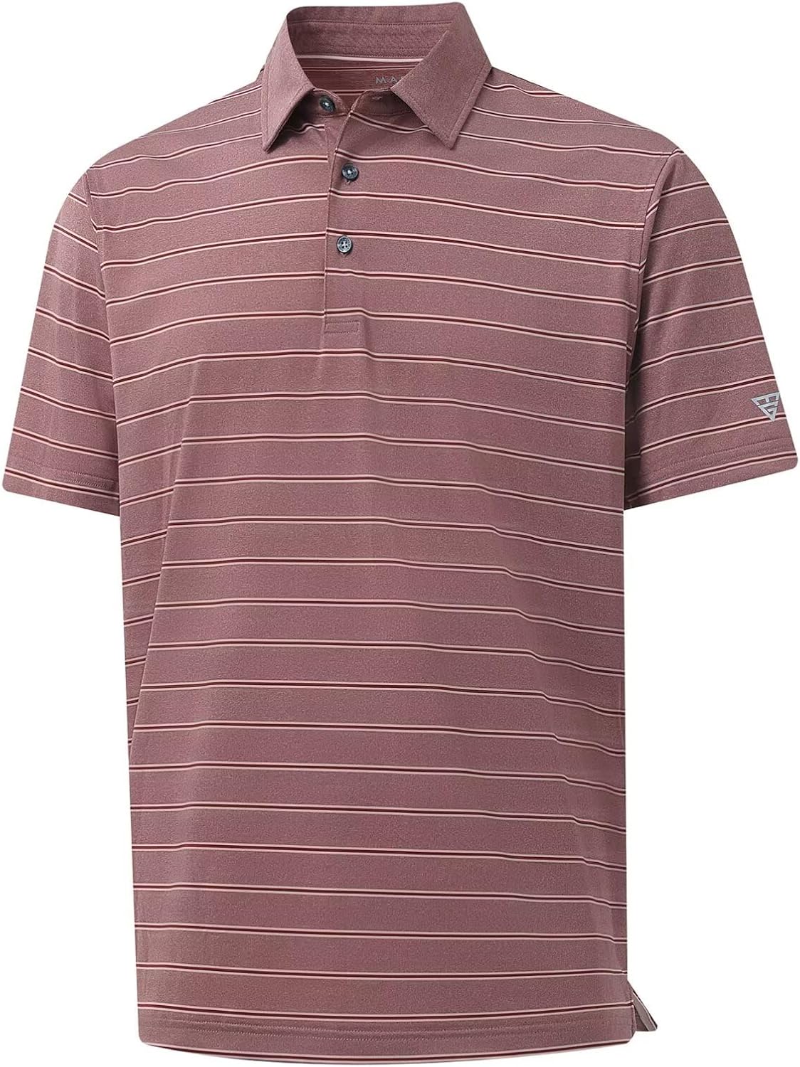 M MAELREG Golf Shirts for Men Moisture Wicking Striped Polo Performance Dry Fit Business Sports Mens Polo Shirts Short Sleeve