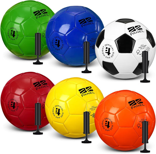 Deflated Soccer Balls with Pump Bulk Outdoor and Indoor Training Practice Soccer Ball Machine Stitched for Sports Birthday Gift Party Supplies