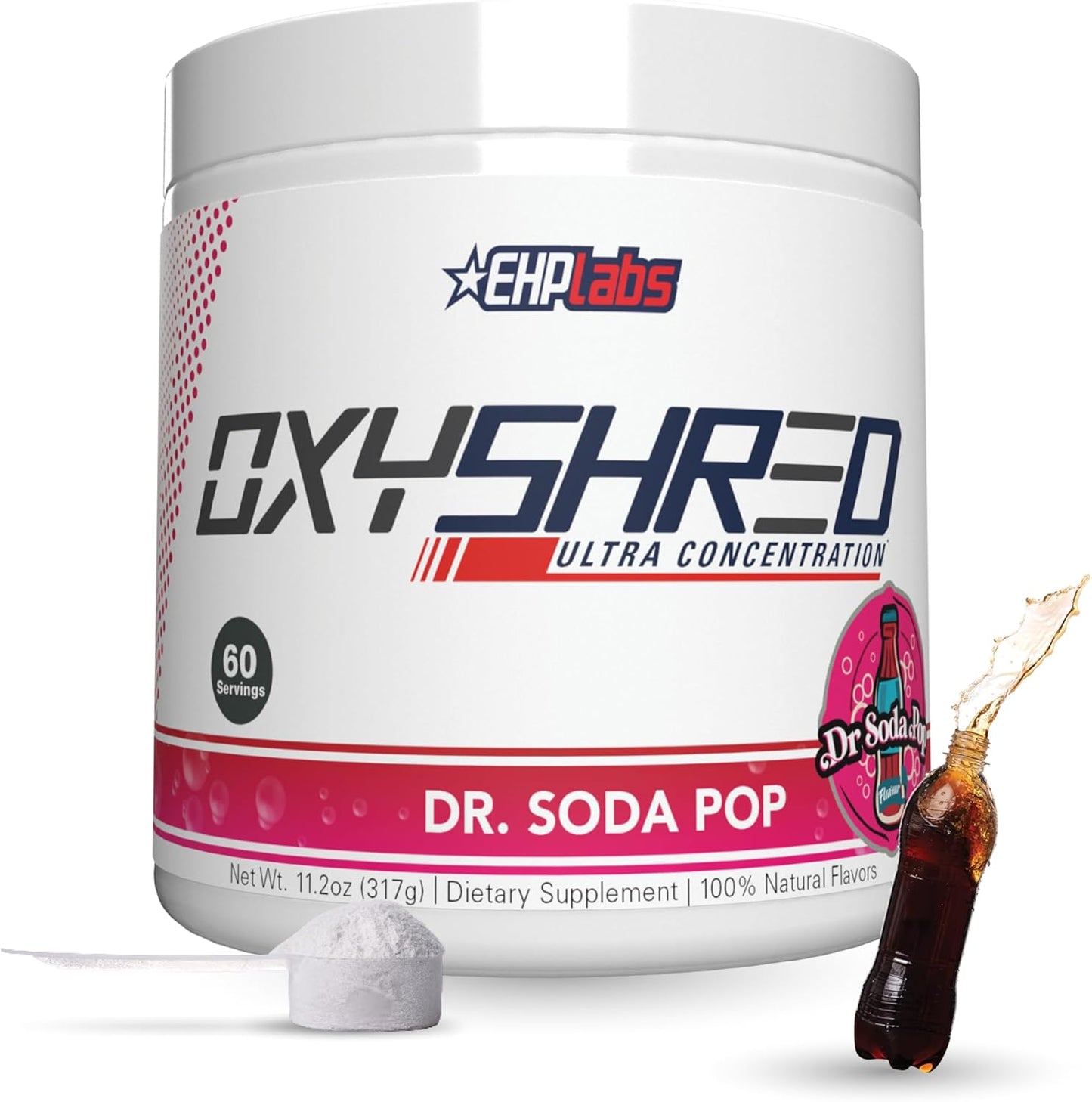EHP Labs OxyShred Thermogenic Fat Burner - Pre-Workout Powder with L-Glutamine, Acetyl L-Carnitine, Metabolism Booster, Weight Loss, Appetite Control, Energy Drink, Dr. Soda Pop, 60 Servings