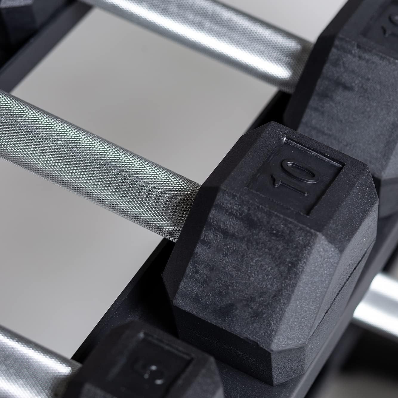 REP Fitness Rubber Hex Dumbbell Set, Adjustable Weight Pairs, Home Gym Equipment, Strength Training For Men Women, Black Coated Grips, Workout Rack Storage Optional, Heavy Lb Free Weights