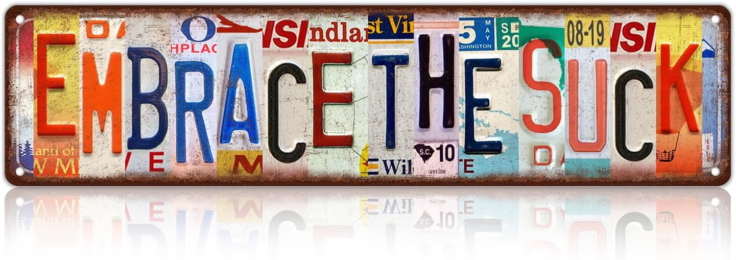 Vintage Embrace The Suck Wall Decor Street Signs Metal Tin Signs 16 x 4 Inches