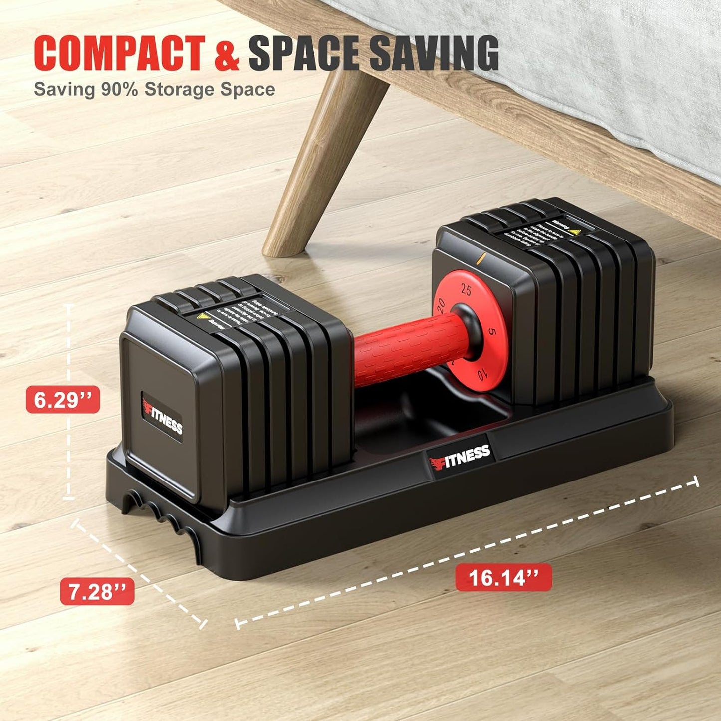 XDDIAS Adjustable Dumbbell Set of 2-25LB/55LB Set-1Sec Adjustable Dumbbell Weights-5 in 1 Free Weights Dumbbells Set with Effortless Tray/No-Slip Handle-Compact Size for Women/Men at Home Gym