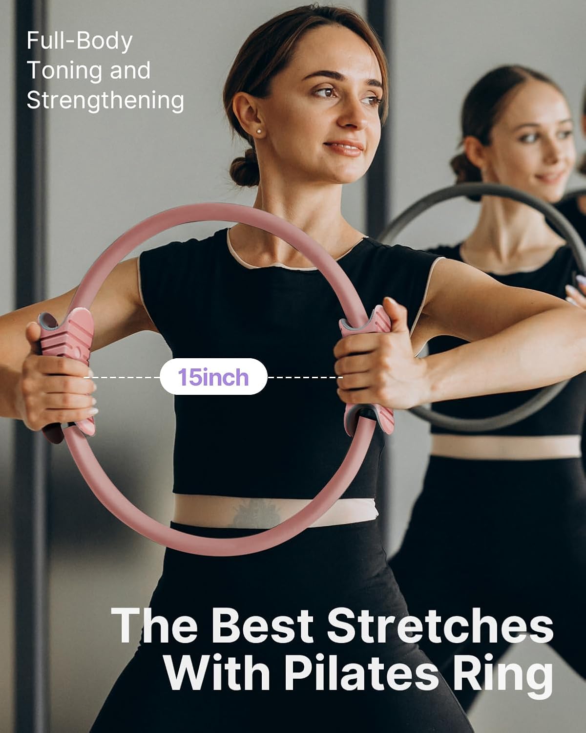 YOTTOY Pilates Ring,15 Inch Magic Circle Ring for Women Thighs,Core and Arms,Exercise Ring Pilates Equipment for Home Workout & Yoga Equipment