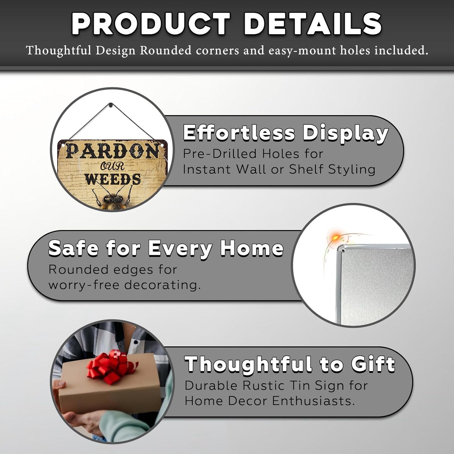 Vintage Bee Tin Sign Pardon Our Weeds We're Feeding The Bees Retro Garden Metal Poster Funny Wall Art Cafe Office Wall Decor for Kitchen Home Bar Plub Club Shop 12 * 16inch