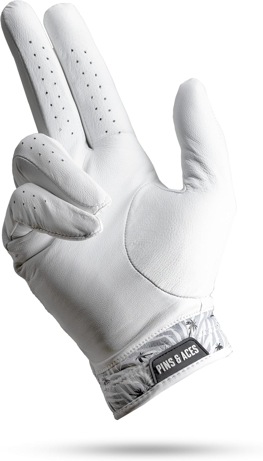 Pins & Aces - Palm Sunday Golf Glove Design - Premium AAA Cabretta Leather, Long-Lasting Durable Tour Glove for Men or Women - Premium Leather Golf Glove Left & Right Hand