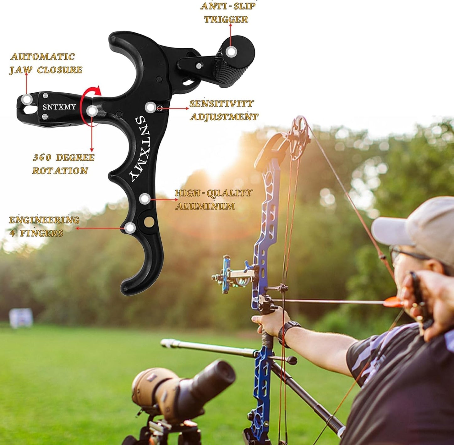 Bow Release for Compound Bow 360° Rotatable Thumb Release for Compound Bow Archery Trigger Release