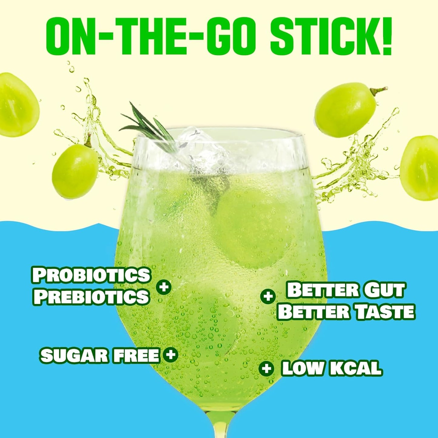 TEAZEN Shine Muscat Kombucha Tea, Electrolyte Powder & Hydration Drink Mix, Sugar Free, Live Probiotics & Prebiotics, 10 Sticks, 1.76oz