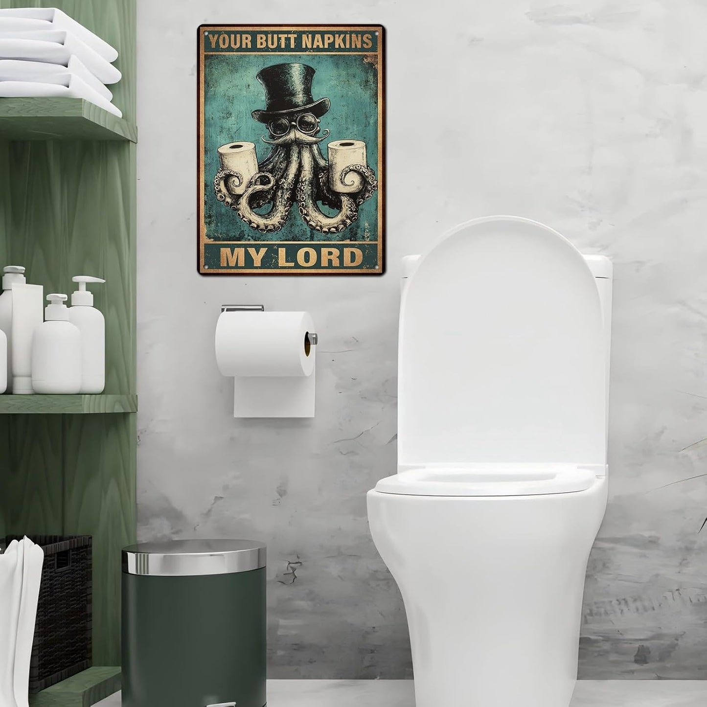 Funny Octopus Retro Metal Tin Sign Nautical Bathroom Decor Toilet Restroom Funky Home Decor Wall Art Sign 12 * 16inch