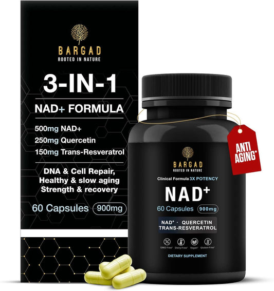 NAD+ Supplement for Anti Aging & Cell Regeneration | NMN Supplement Alternative - NAD with Resveratrol & Quercetin | Boosts Mitochondrial Health, Mental Clarity & Vitality | 60 Count | for Women & Men
