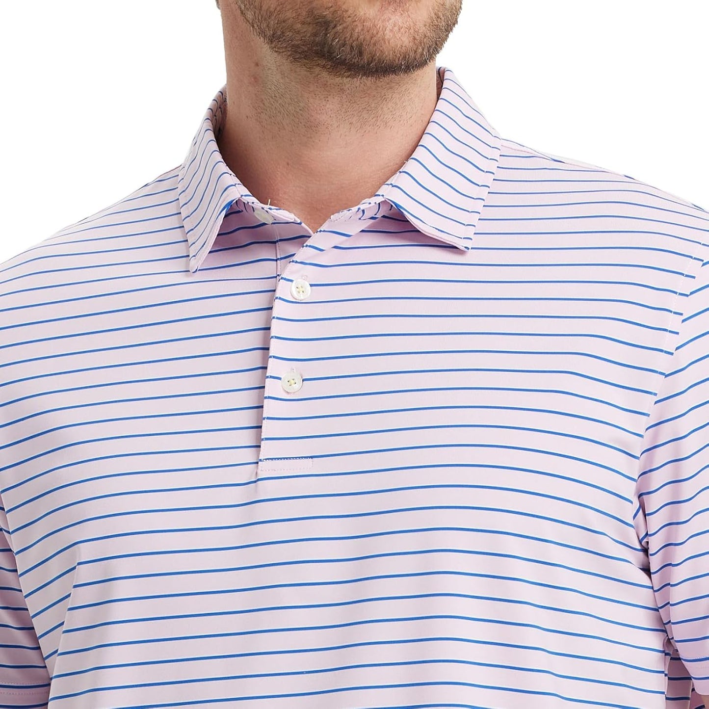 M MAELREG Golf Shirts for Men Moisture Wicking Striped Polo Performance Dry Fit Business Sports Mens Polo Shirts Short Sleeve