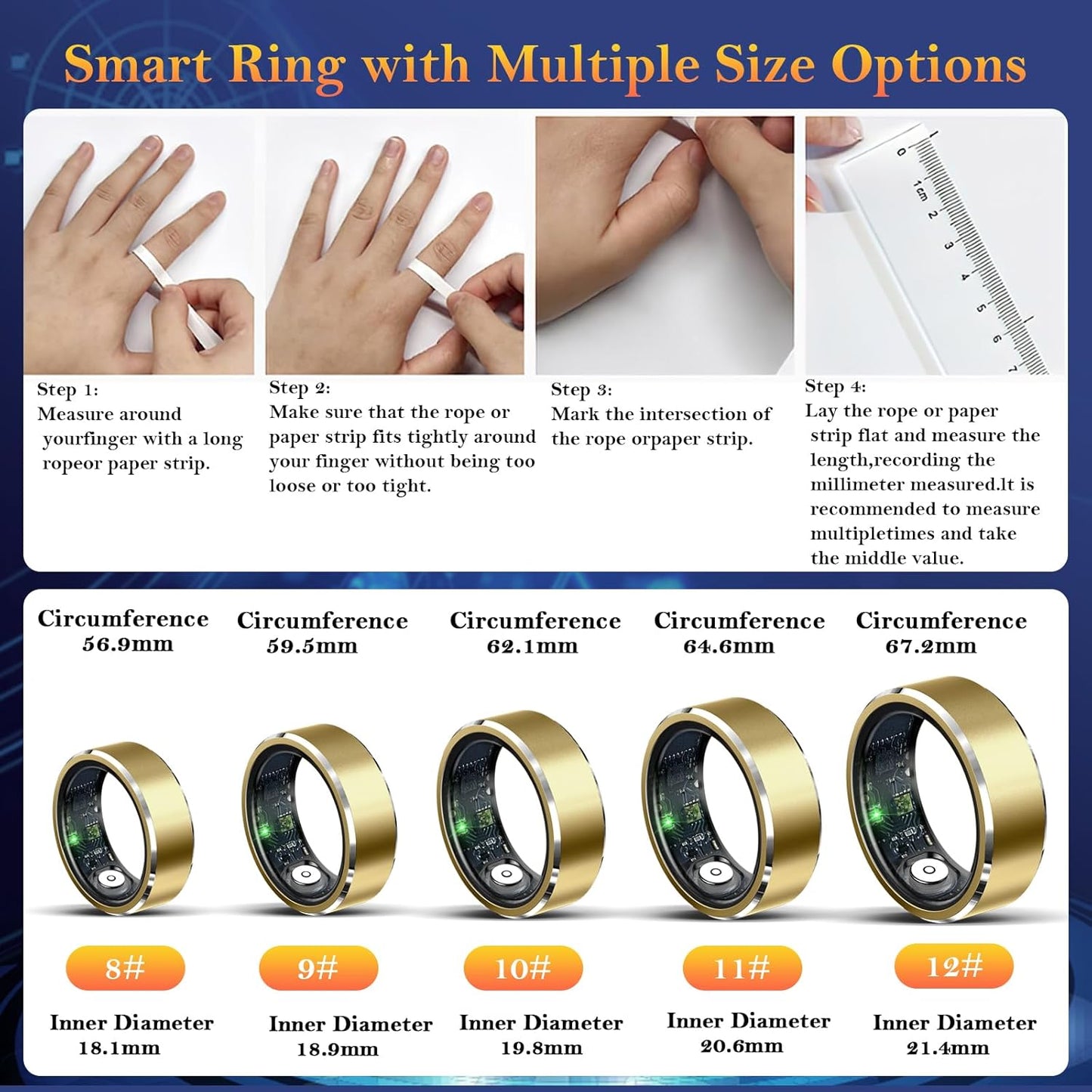 Smart Ring for Women Men-Wearable Fitness Tracker with Sleep Tracking Heart Rate Healthy Monitor Ring Activity Monitoring Steps Calories